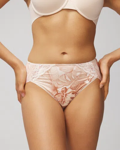 Soma Women's Vanishing Tummy High-leg Brief With Lace Underwear In Pandawa Palm Mini Champ Size Small | S