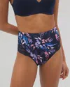 Soma Women's Vanishing Tummy High-waist Brief Panty With Lace In Navy Blue Size Small |  In Bloom Brightly Mini Navy