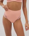 Soma Women's Vanishing Tummy High-waist Brief Panty With Lace In Orange Size Xs |  In Paloma Glow
