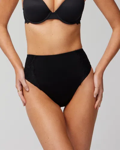 Soma Women's Vanishing Tummy High-waist Thong Panty With Lace In Black Size 2xl |