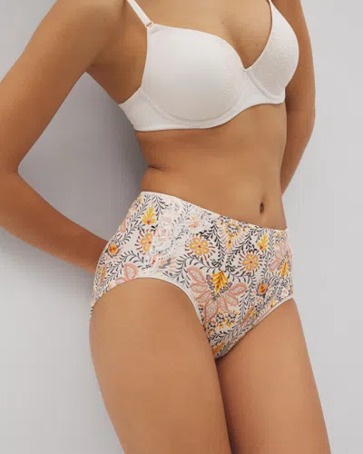 Soma Women's Vanishing Tummy Modern Brief Panty With Lace In Ivory Size Small |