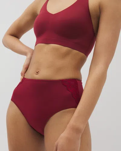Soma Women's Vanishing Tummy Modern Brief Panty With Lace In Red Size Large |