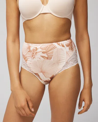 Soma Women's Vanishing Tummy Retro Brief With Lace Underwear In Pandawa Palm Mini Champ Size Xl |