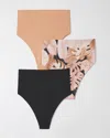 Soma 3-pack Women's Vanishing Tummy High-waist Thong Panty Size 2xl |  In Pandawa Palms Multi-pack