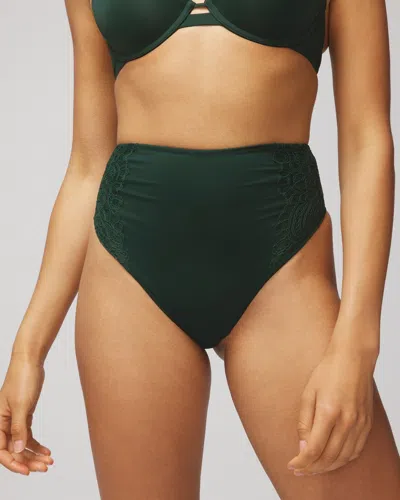 Soma Women's Vanishing Tummy Retro Thong With Lace Underwear In Lush Emerald Size Small |