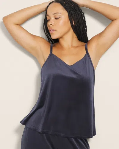 Soma Women's Velvety Rib Cami Pajama Top In Blue Size Small |  Pajama Sets In Midnight Skies