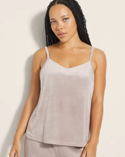 Soma Women's Velvety Ribbed Cami Pajama Top In Gray Size Large |  Pajama Sets In Silver Taupe