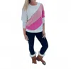 Something About You Waffle Colorblock Top In Pink In Multi