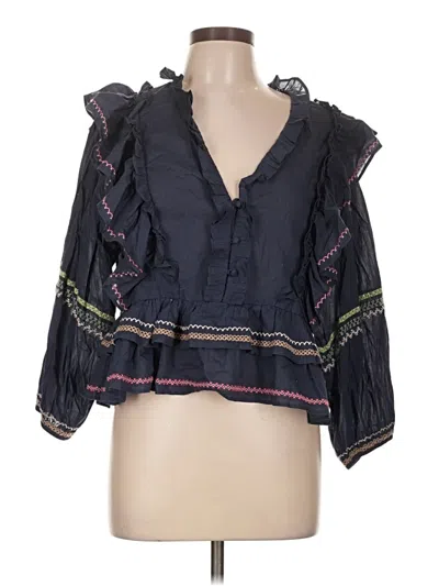 Pre-owned Something Navy 3/4 Sleeve Blouse In Black