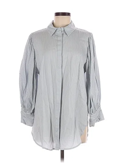 Pre-owned Something Navy 3/4 Sleeve Button Down Shirt In Silver