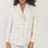 Something Navy Barbie Tweed Blazer In Beige Combo In White