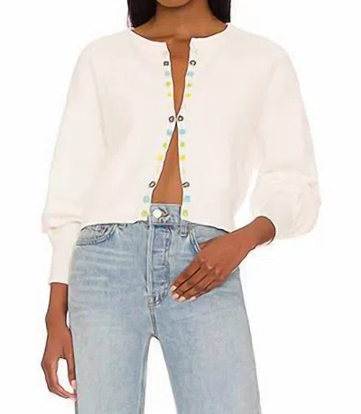 Something Navy Beaded Daisies Cardigan In Cream Multi In White