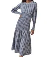 Something Navy Blanche Smocked Midi Dress In Blue Plaid In Multi