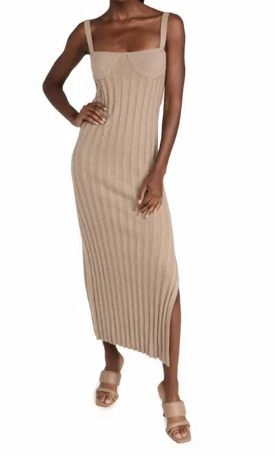 Something Navy Bustier Sweater Dress In Tan In Neutral