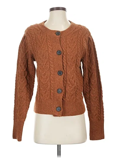 Pre-owned Something Navy Cardigan Sweater In Brown