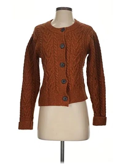 Pre-owned Something Navy Cardigan Sweater In Brown