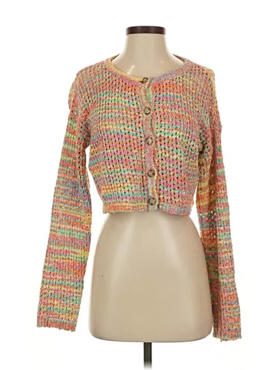 Pre-owned Something Navy Cardigan Sweater In Orange