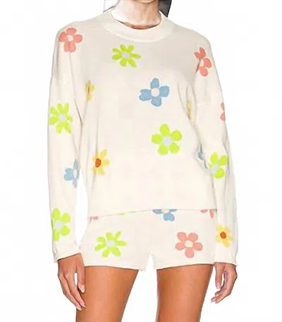 Something Navy Cashmere Blend Floral Crew Neck Sweater In Cream Multi In Neutral