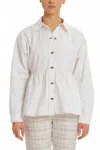 Something Navy Chambray Peplum Shirt In Ivory