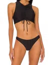 Something Navy Cinched Front Bikini Top In Black In Black