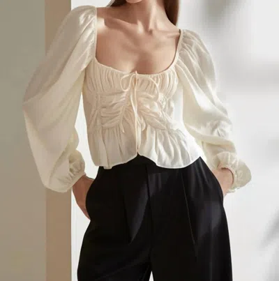 Something Navy Cinched Front Blouse In Cream In White