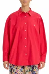 Something Navy Classic Button Up Shirt In Red In Multi