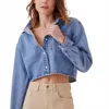 Something Navy Cropped Lightweight Denim Shirt Jacket In Light Blue In Blue