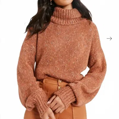 Something Navy Donegal Turtleneck Sweater In Rust Brown