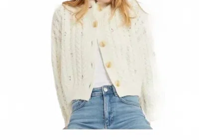 Something Navy Embellished Cable Knit Cardigan In Ivory In White