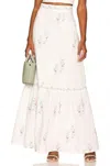 Something Navy Embroidered Tiered Maxi Skirt In Pastel/multi In White