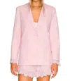 Something Navy Eyelet Cuffs Blazer In Pink In Pink
