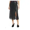 Something Navy Faux Wrap Sequin Front Slit Tie Midi Skirt In Black In Black