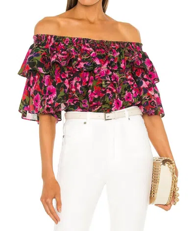 Something Navy Felix Ruffle Top In Pink In Burgundy