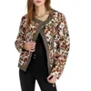 Something Navy Floral Asymmetrical Jacket In Cream Multi In Animal Print