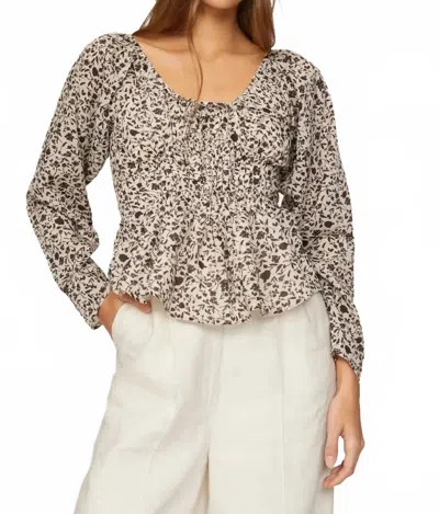 Something Navy Floral Cinched Front Blouse In Cream Multi