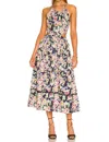 Something Navy Floral Cut Out Midi Dress In Navy Combo In Multi