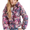 Something Navy Floral Hooded Puffer Jacket In Pink Combo In Pink