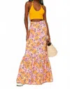 Something Navy Floral Tiered Skirt In Orange Combo In Multi