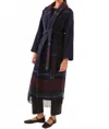Something Navy Fringe Robe Coat In Navy Combo In Black