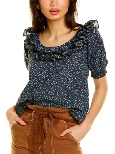 Something Navy Kira Scoop Neck Top In Navy Multi In Blue