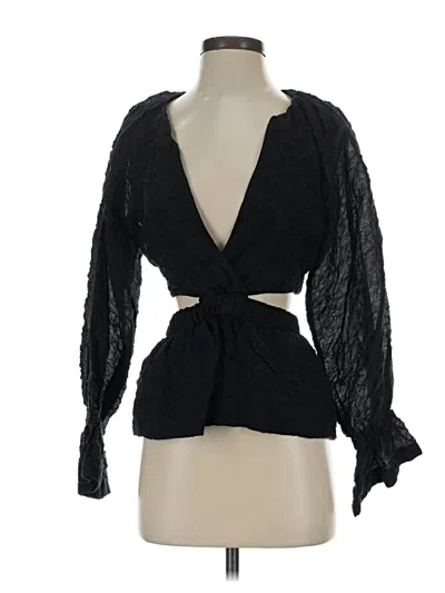 Pre-owned Something Navy Long Sleeve Blouse In Black