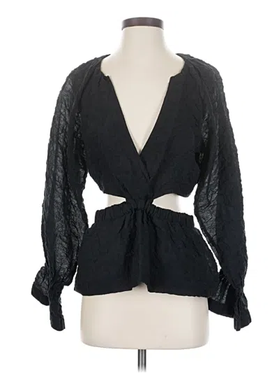 Pre-owned Something Navy Long Sleeve Blouse In Black
