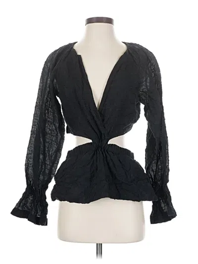 Pre-owned Something Navy Long Sleeve Blouse In Black