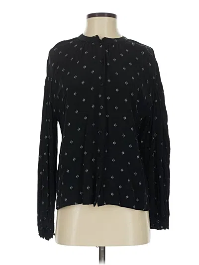 Pre-owned Something Navy Long Sleeve Blouse In Black