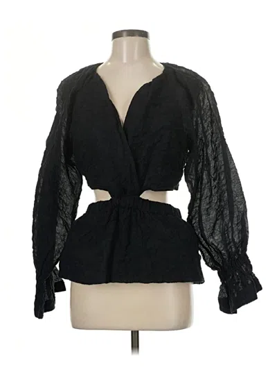 Pre-owned Something Navy Long Sleeve Blouse In Black