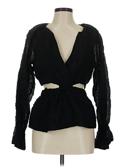 Pre-owned Something Navy Long Sleeve Blouse In Black