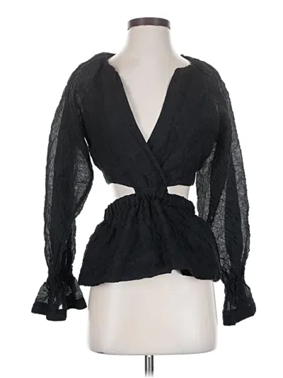 Pre-owned Something Navy Long Sleeve Blouse In Black