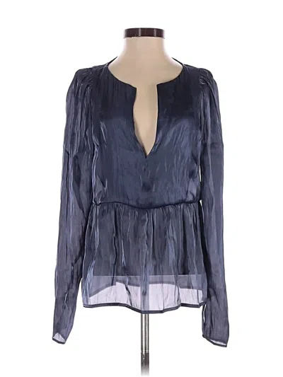 Pre-owned Something Navy Long Sleeve Blouse In Blue