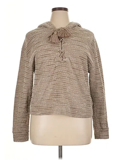Pre-owned Something Navy Long Sleeve Blouse In Brown
