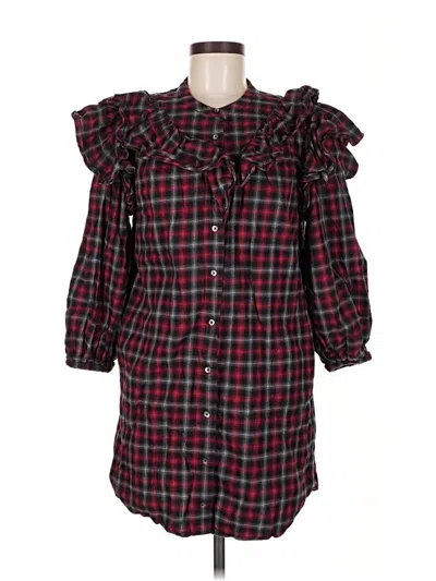 Pre-owned Something Navy Long Sleeve Blouse In Burgundy